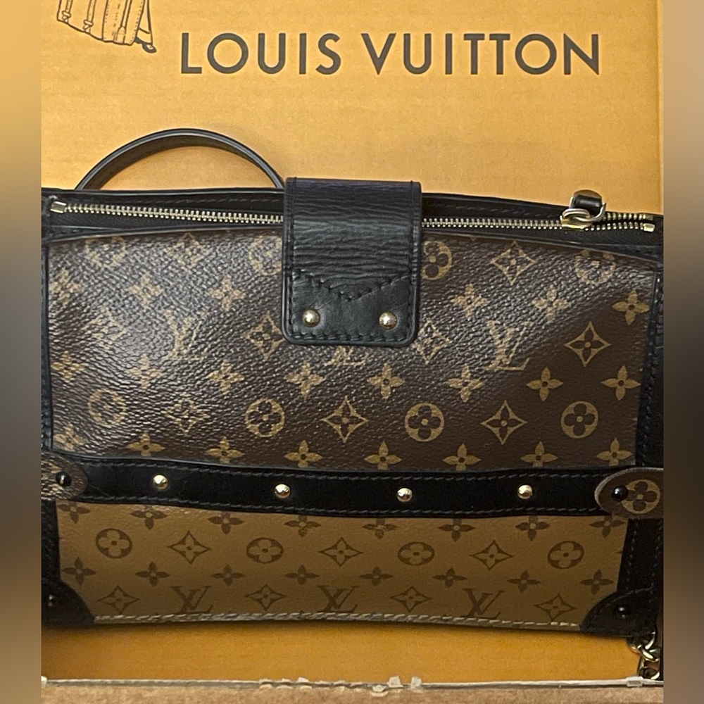 Authentic like new Louis Vuitton reverse monogram trunk crossbody Brown& Black - Picture 2 of 15